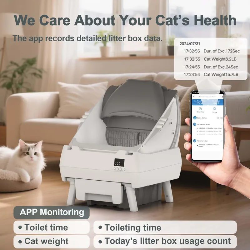 Lohhuby Automatic Cat Litter Box Self Cleaning App Control